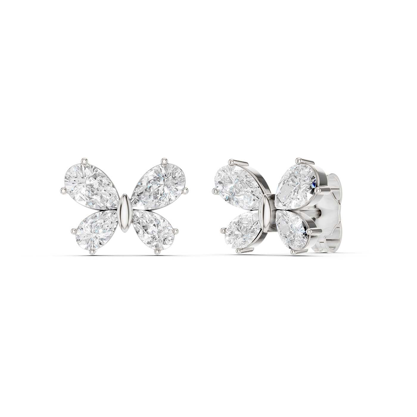 Butterfly Diamond Stud Earrings(Pear)