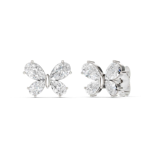 Butterfly Diamond Stud Earrings(Pear)
