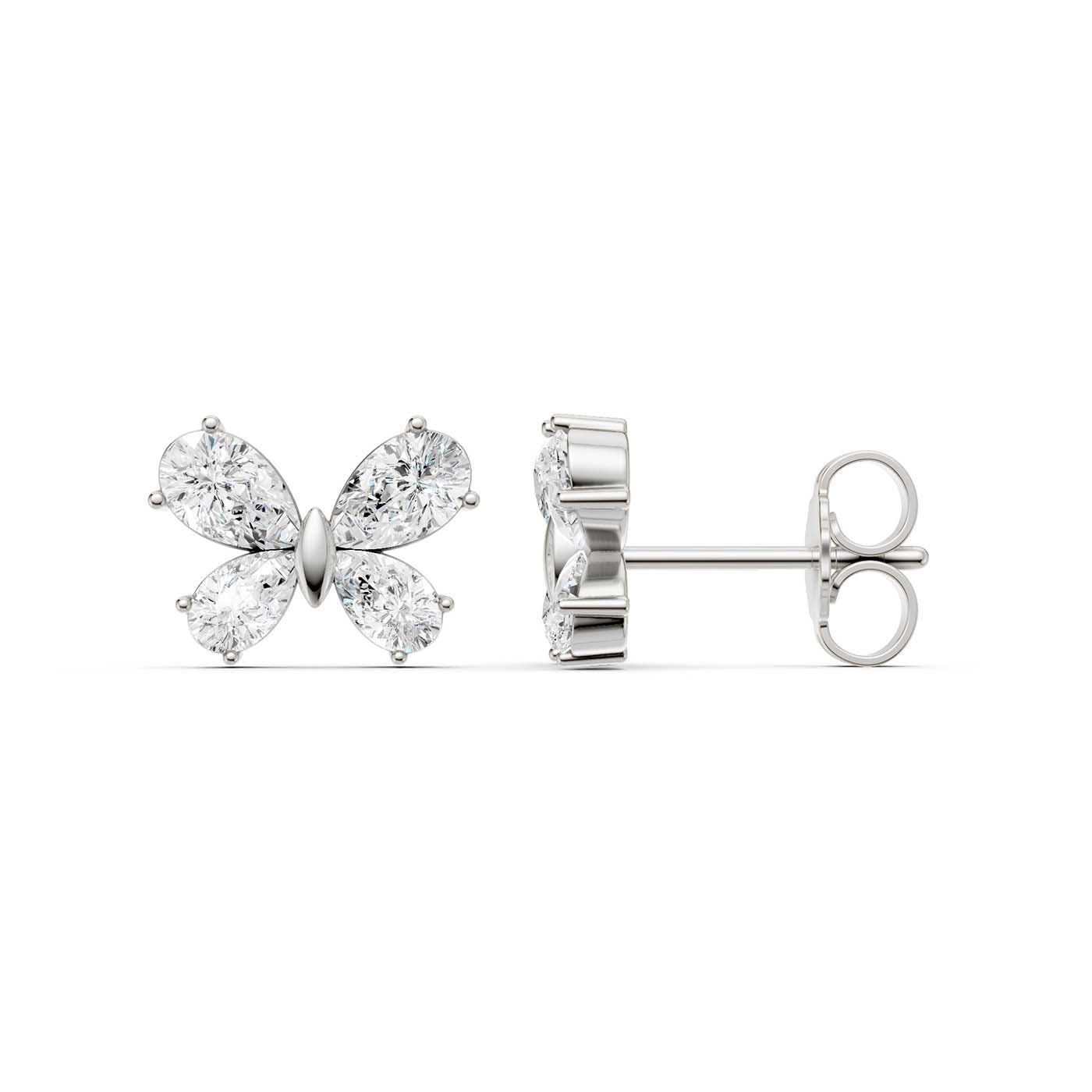 Butterfly Diamond Stud Earrings(Pear)