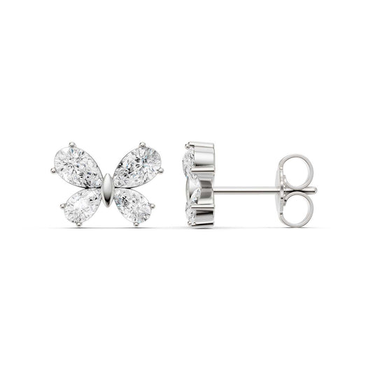 Butterfly Diamond Stud Earrings(Pear)