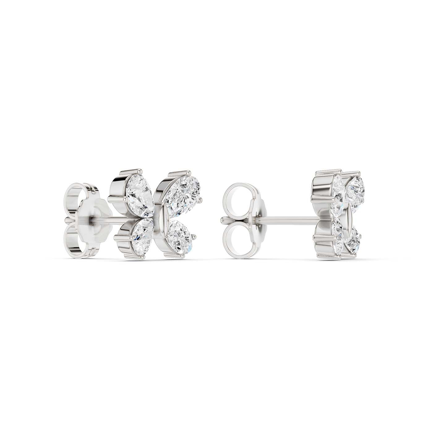 Butterfly Diamond Stud Earrings(Pear)