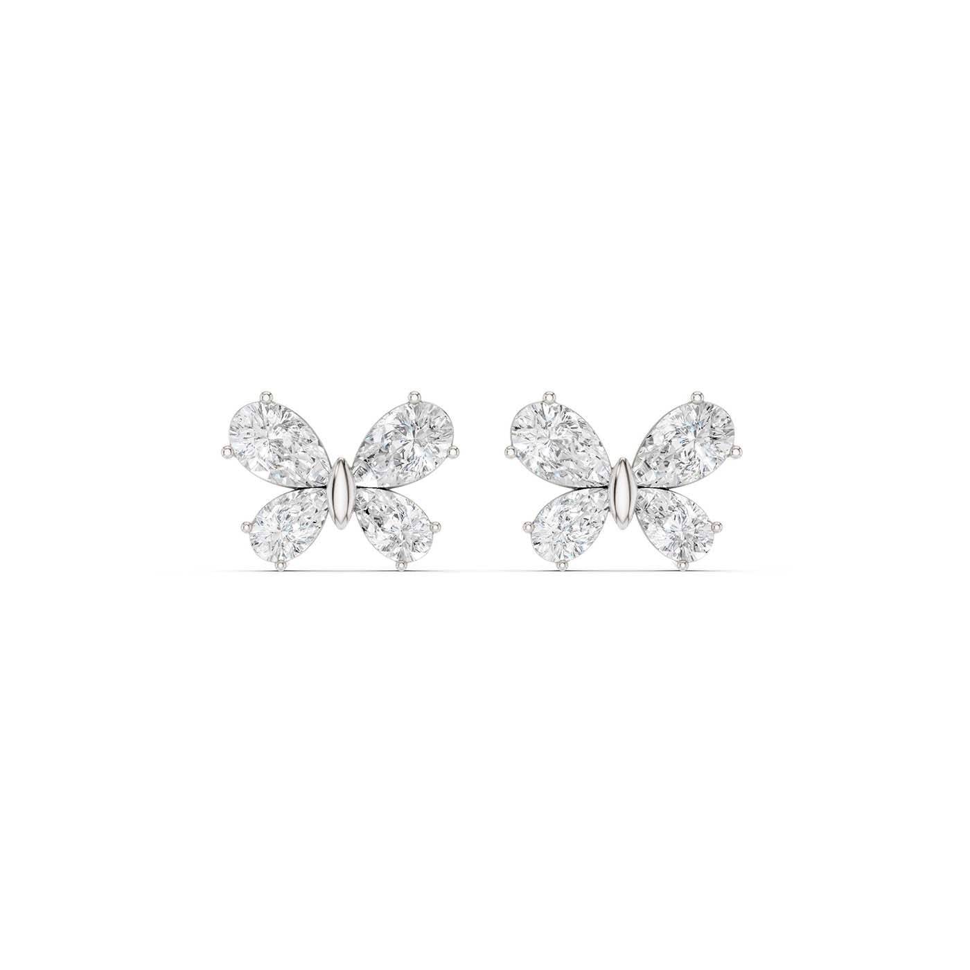 Butterfly Diamond Stud Earrings(Pear)