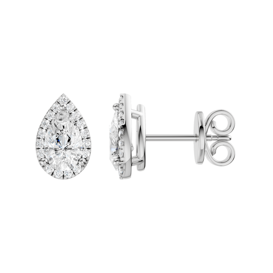 Petite Halo Stud Earrings(Pear)