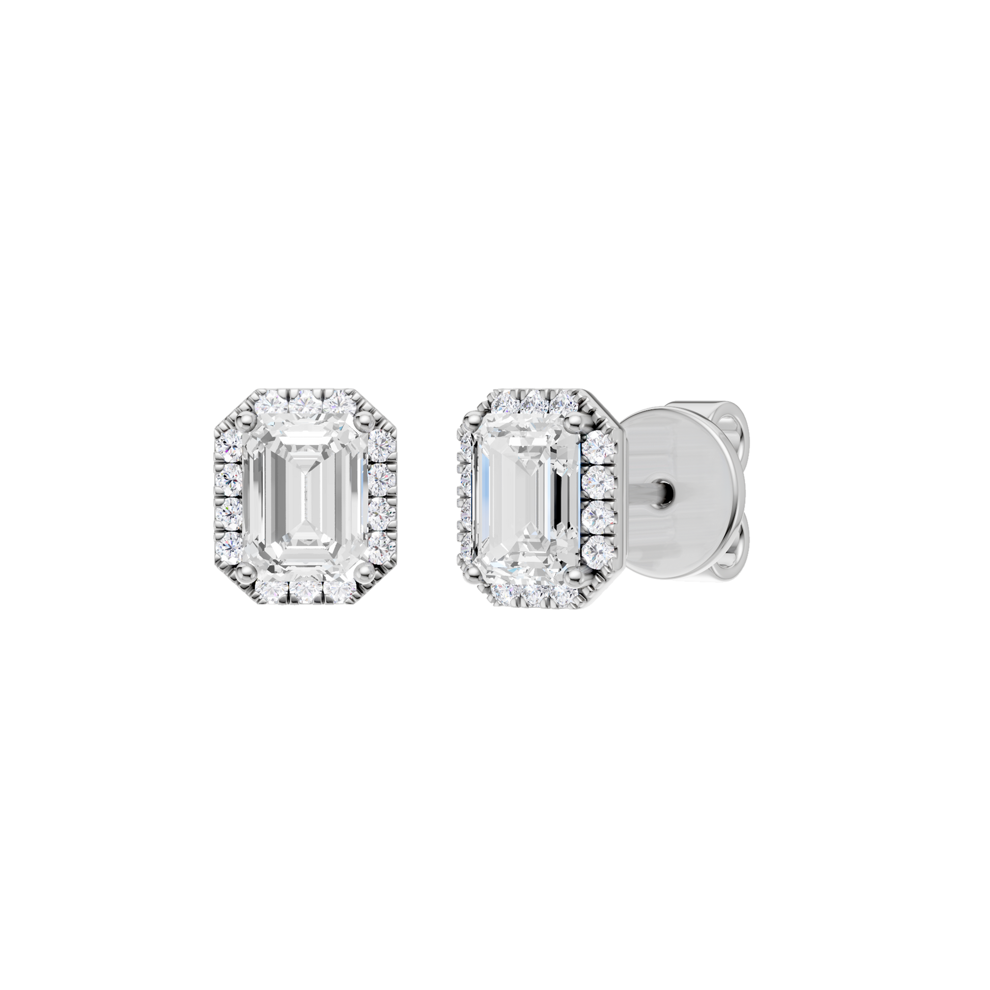 Petite Halo Stud Earrings(Emerald)