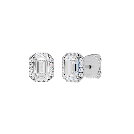Petite Halo Stud Earrings(Emerald)