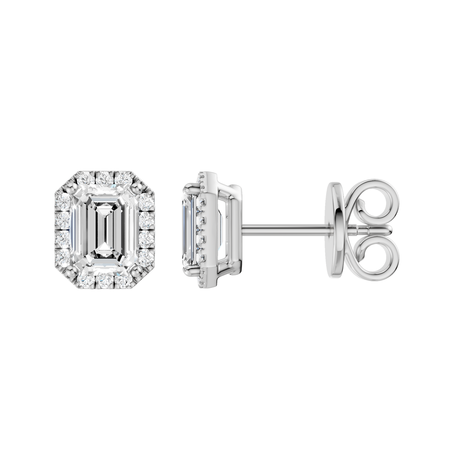 Petite Halo Stud Earrings(Emerald)