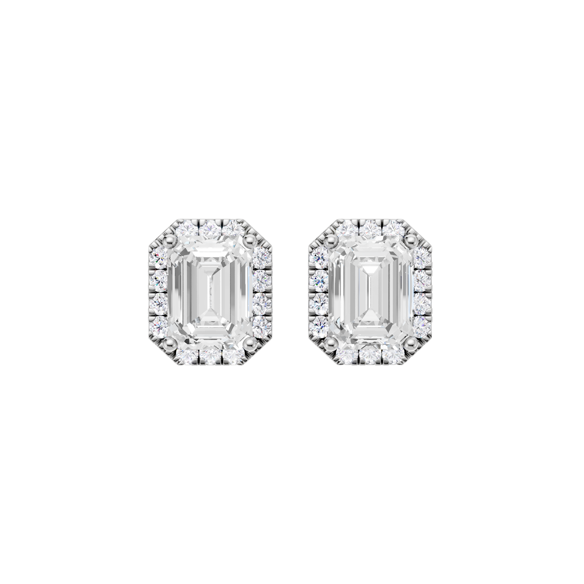 Petite Halo Stud Earrings(Emerald)