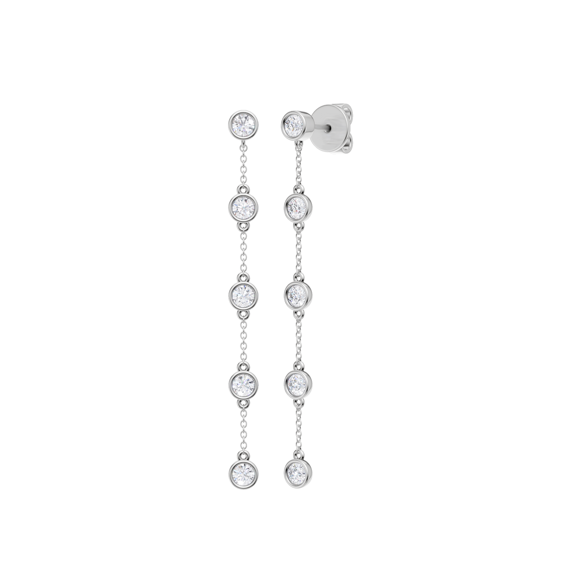 Station Bezel-Set Earrings(Round)