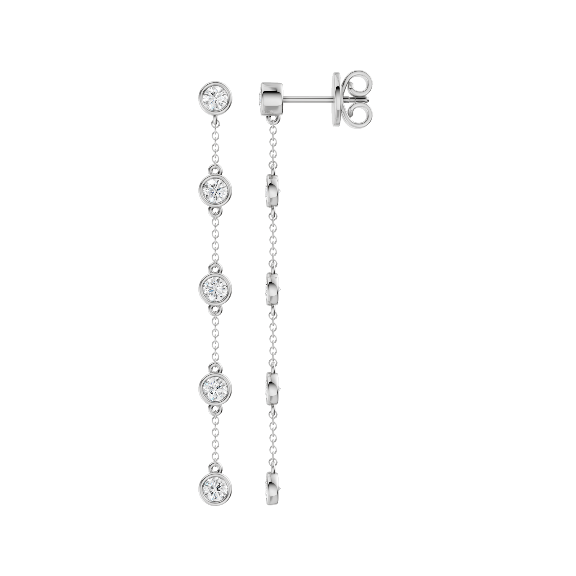 Station Bezel-Set Earrings(Round)