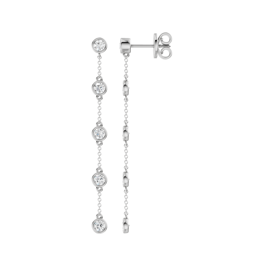 Station Bezel-Set Earrings(Round)
