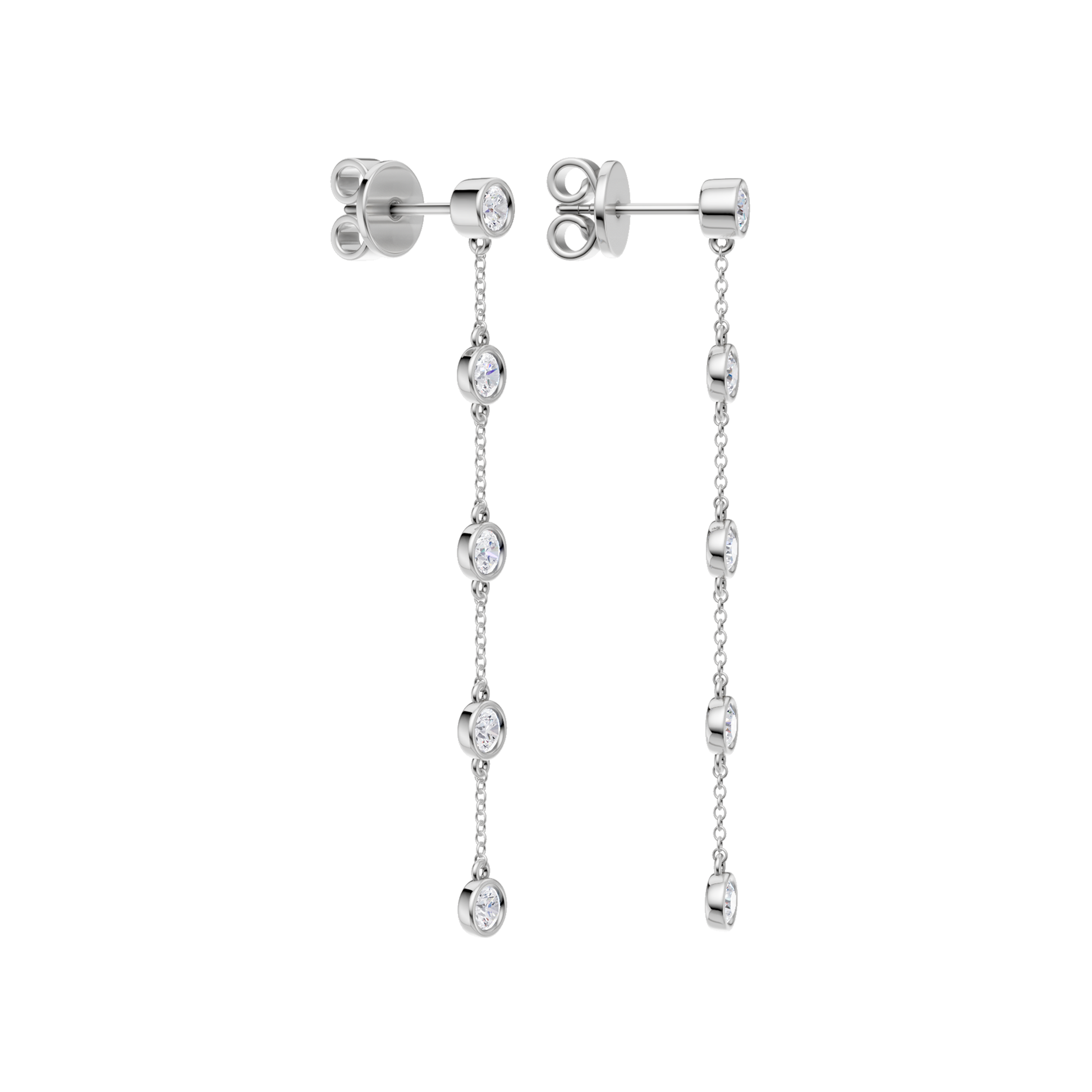 Station Bezel-Set Earrings(Round)