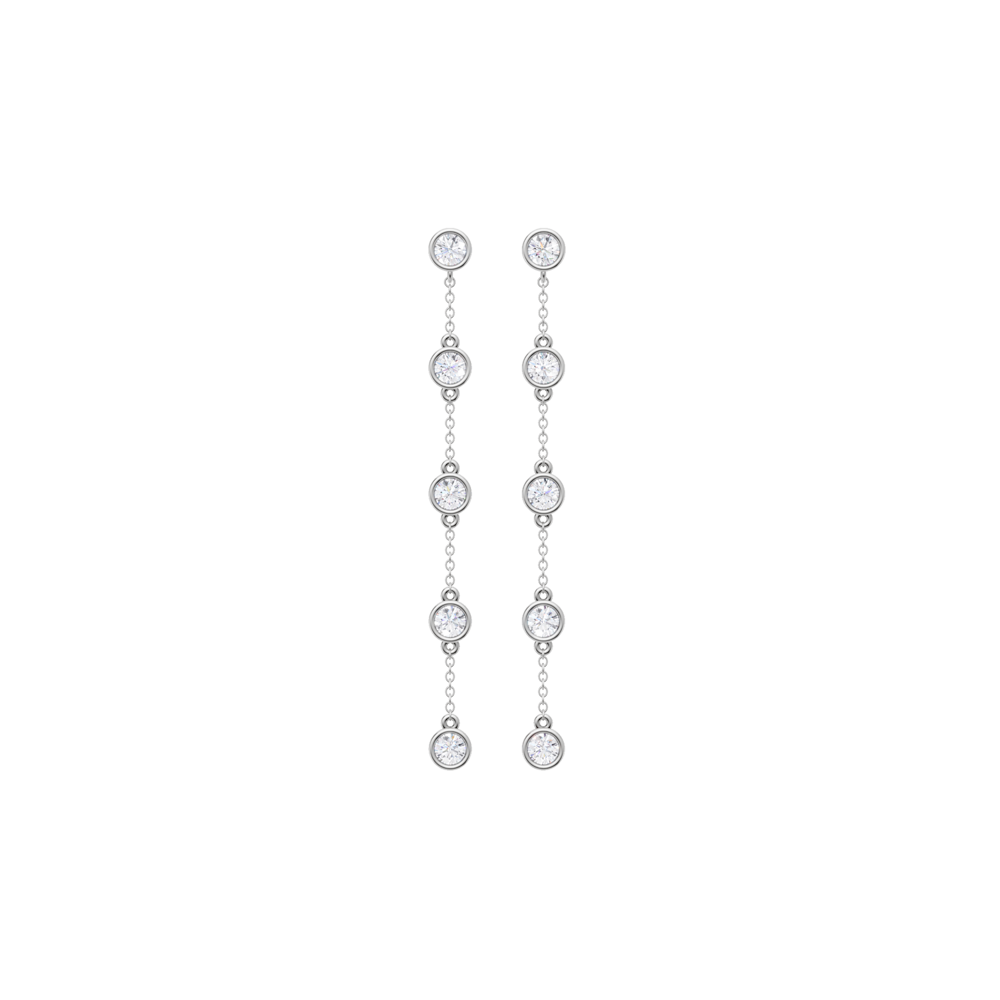 Station Bezel-Set Earrings(Round)