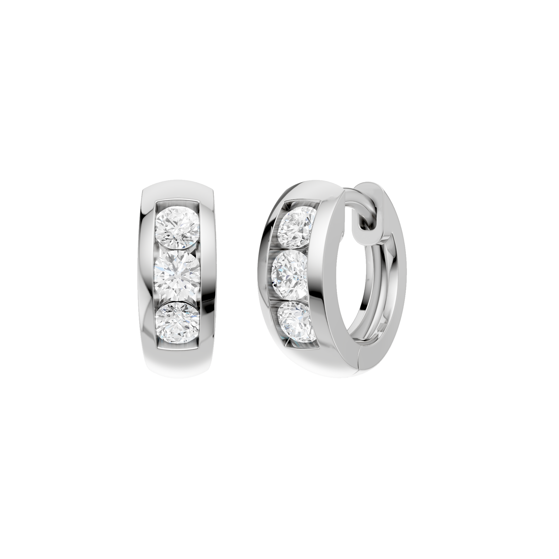 Channel-Set Huggies Hoop Earrings