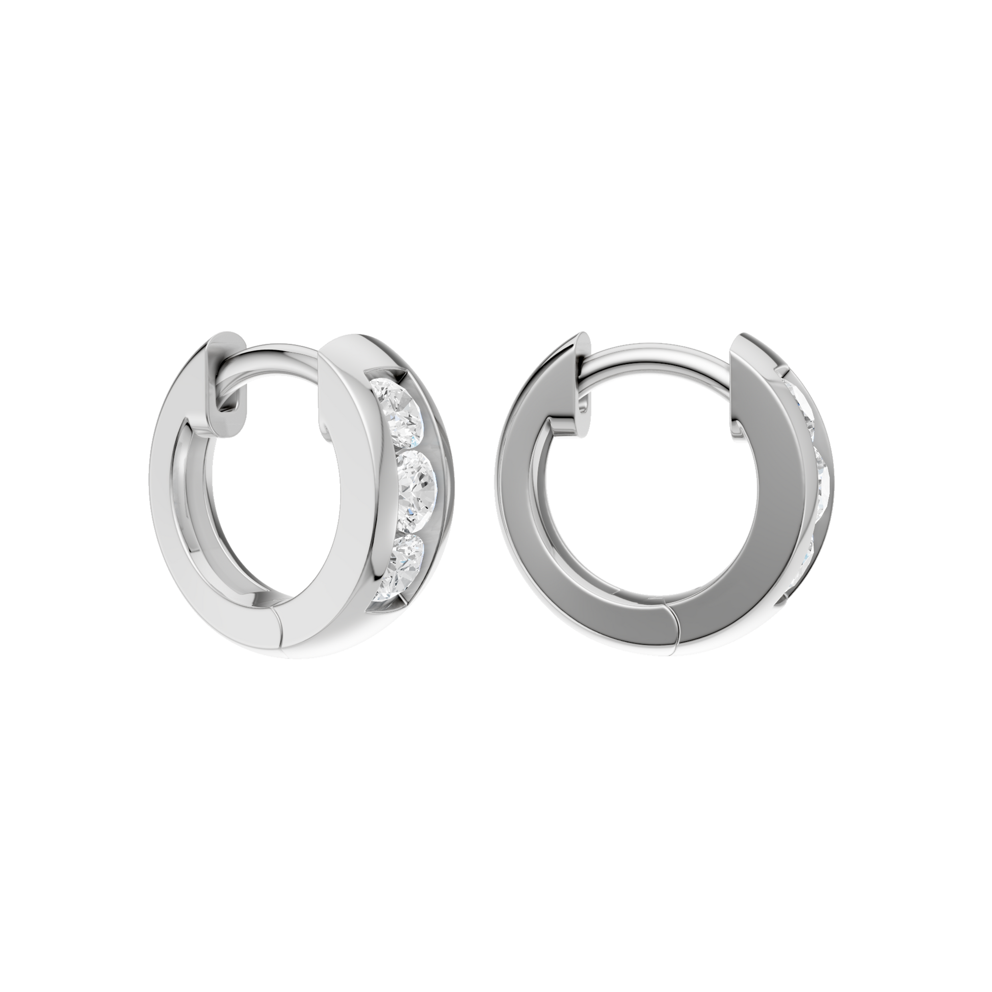 Channel-Set Huggies Hoop Earrings