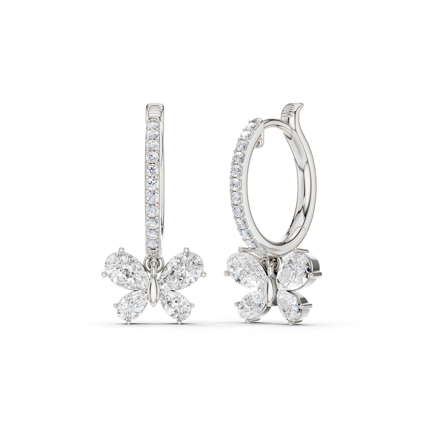 Butterfly Drop Hoop Earrings(Pear)