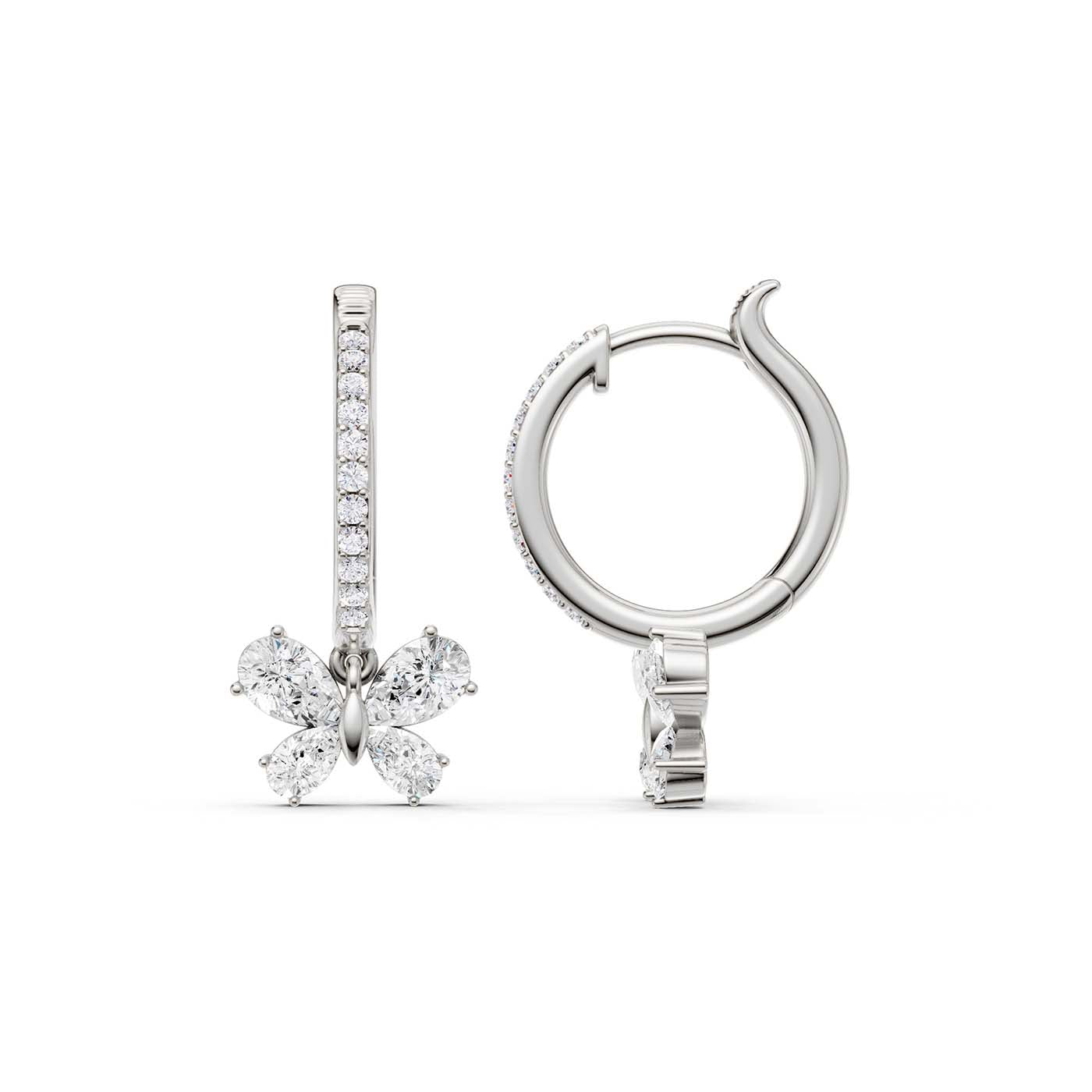 Butterfly Drop Hoop Earrings(Pear)