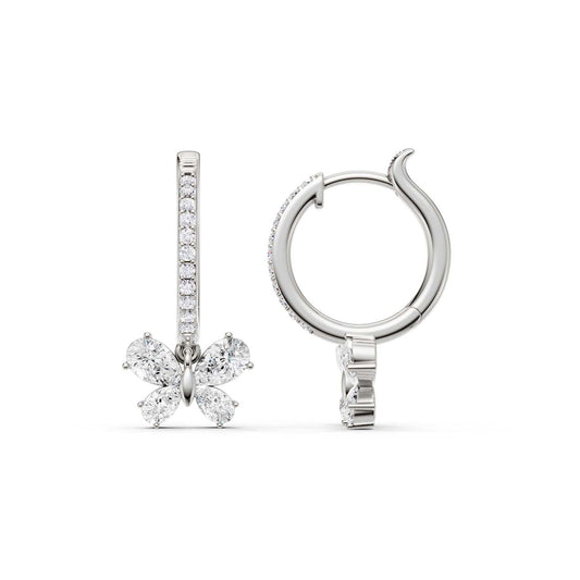 Butterfly Drop Hoop Earrings(Pear)