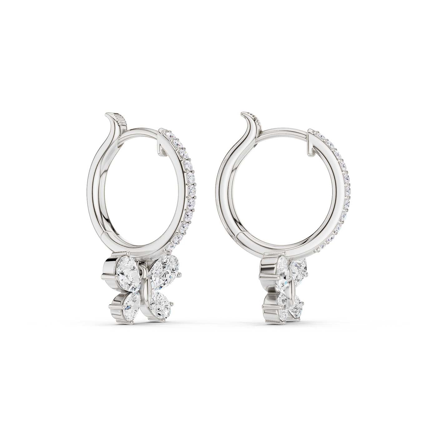 Butterfly Drop Hoop Earrings(Pear)
