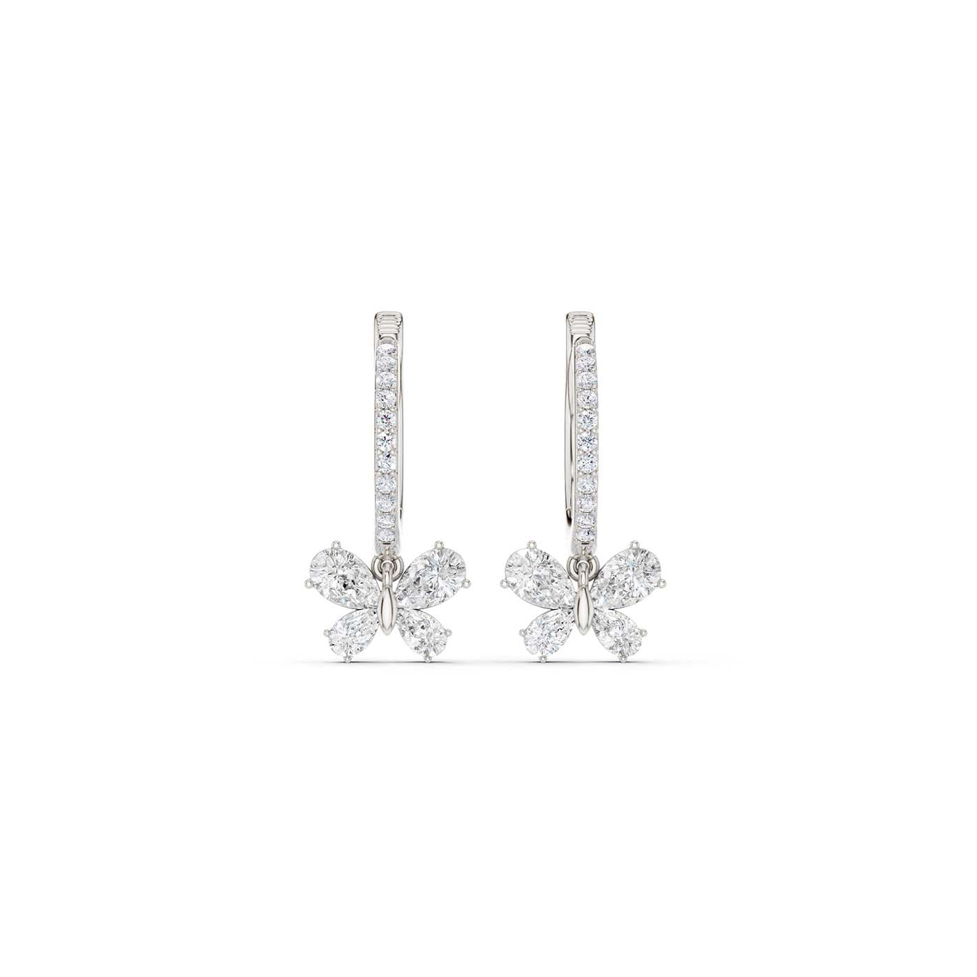 Butterfly Drop Hoop Earrings(Pear)