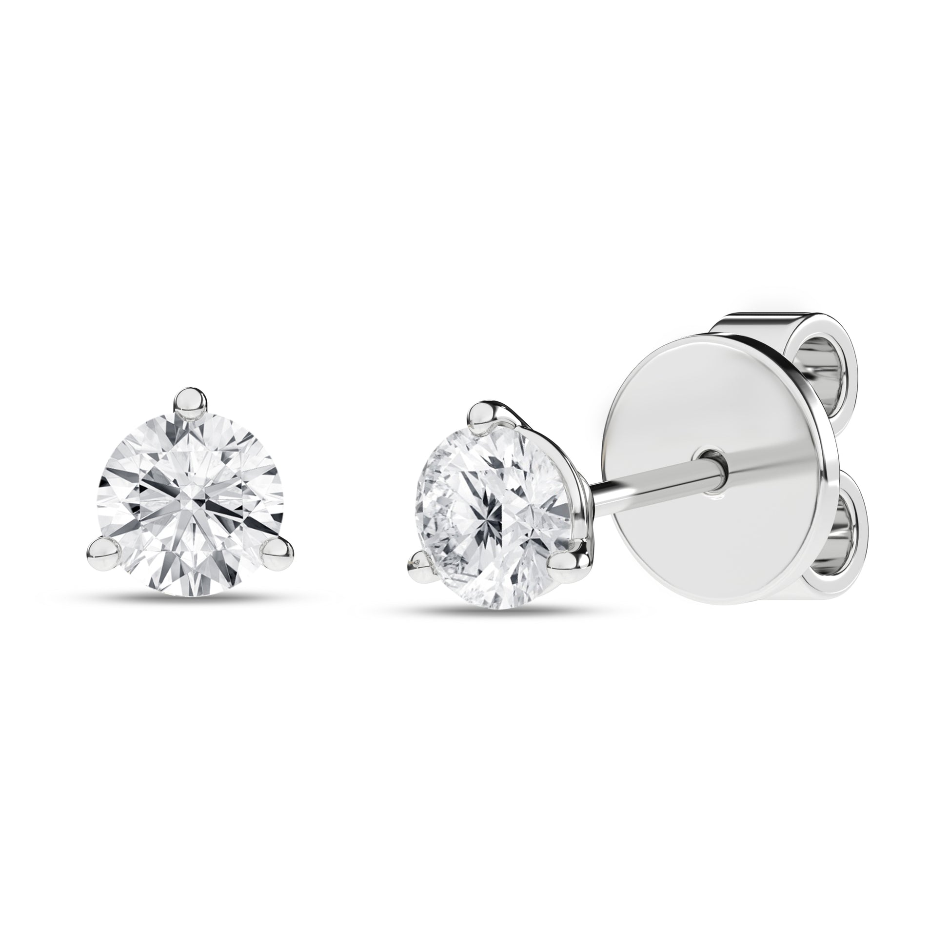 3-Prong Martini Solitaire Stud Earrings (Round)