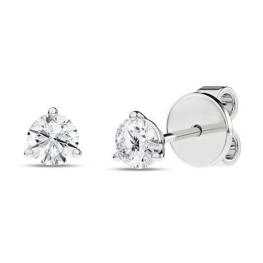 3-Prong Martini Solitaire Stud Earrings (Round)