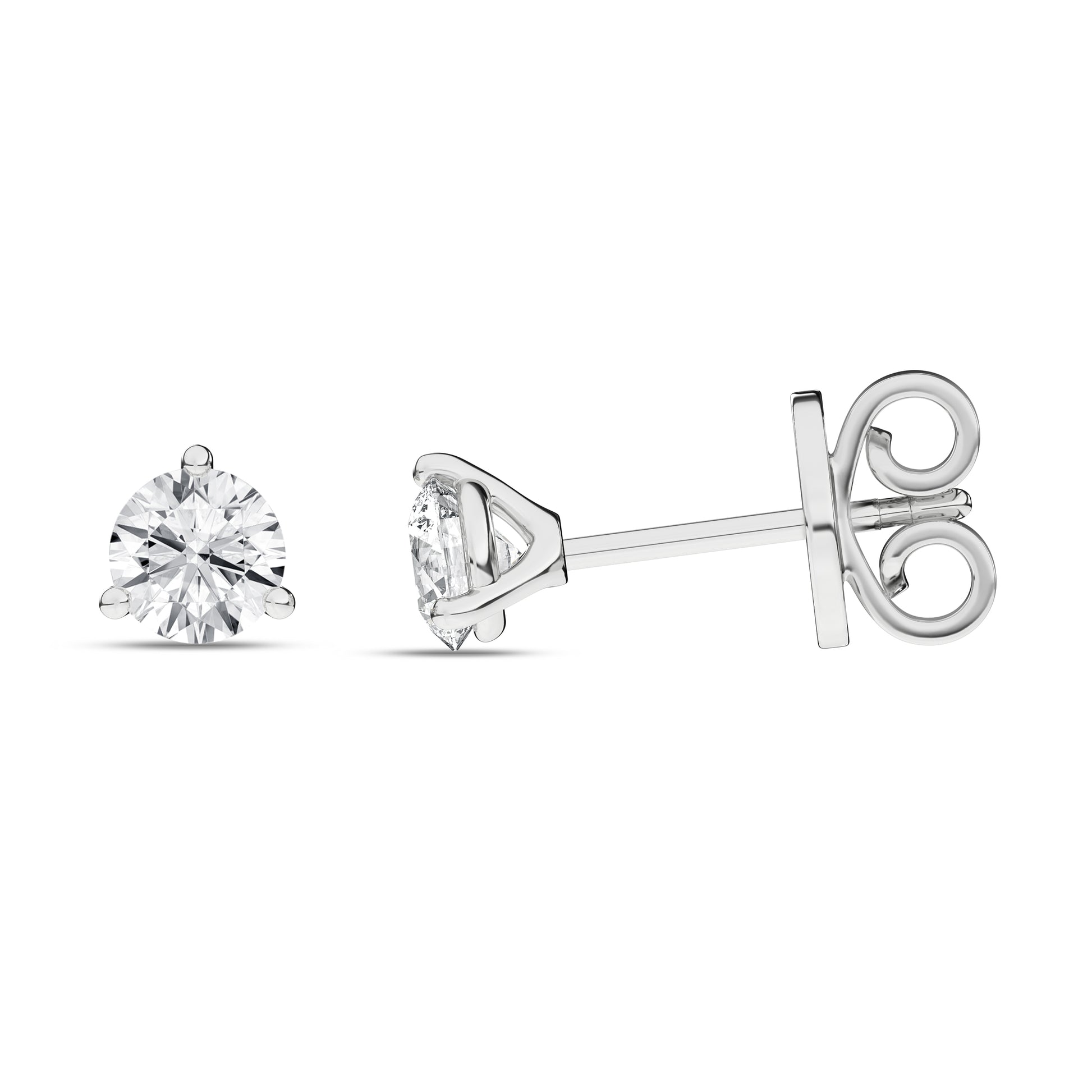 3-Prong Martini Solitaire Stud Earrings (Round)