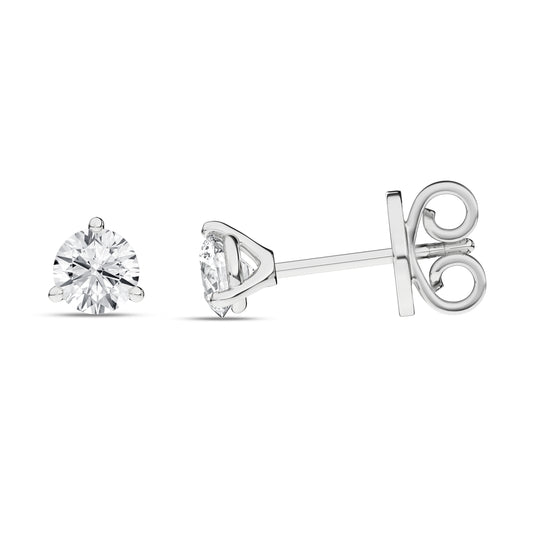 3-Prong Martini Solitaire Stud Earrings (Round)