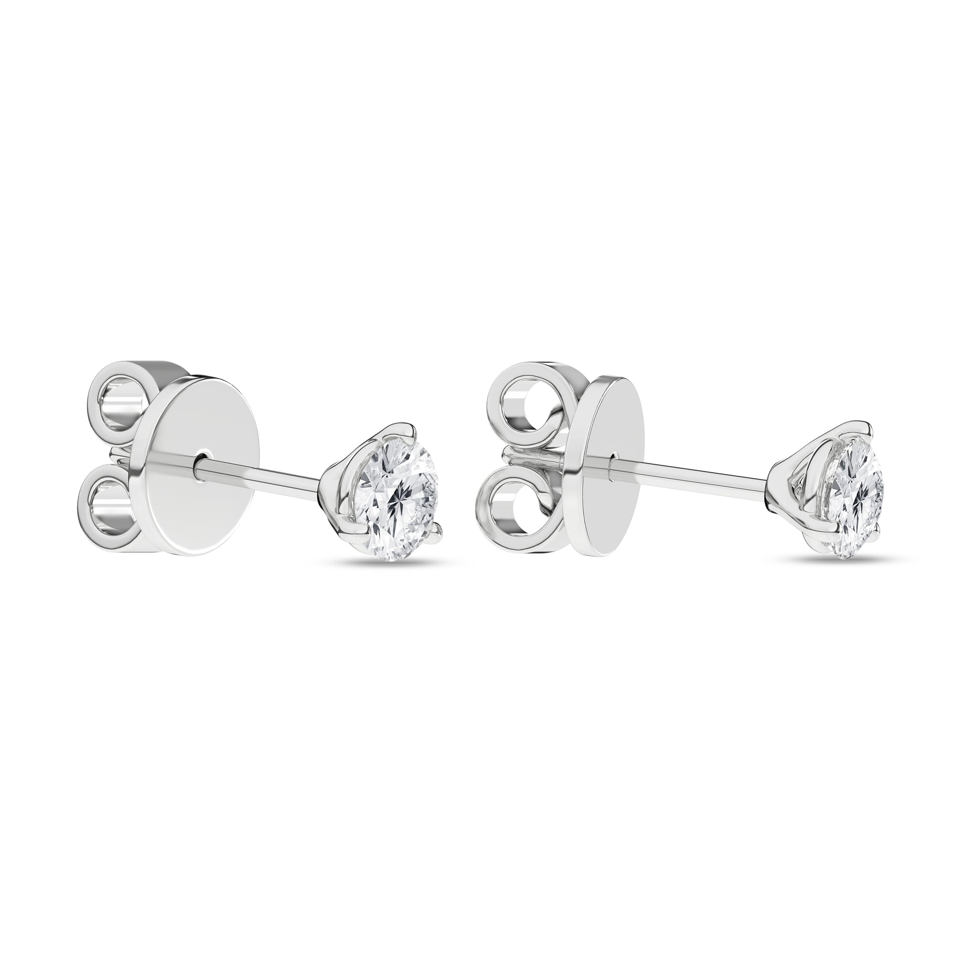 3-Prong Martini Solitaire Stud Earrings (Round)