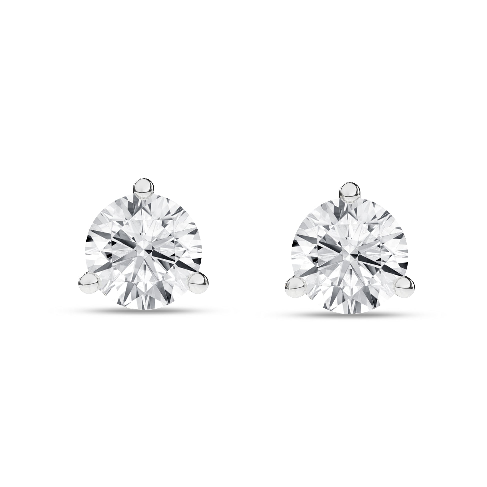 3-Prong Martini Solitaire Stud Earrings (Round)