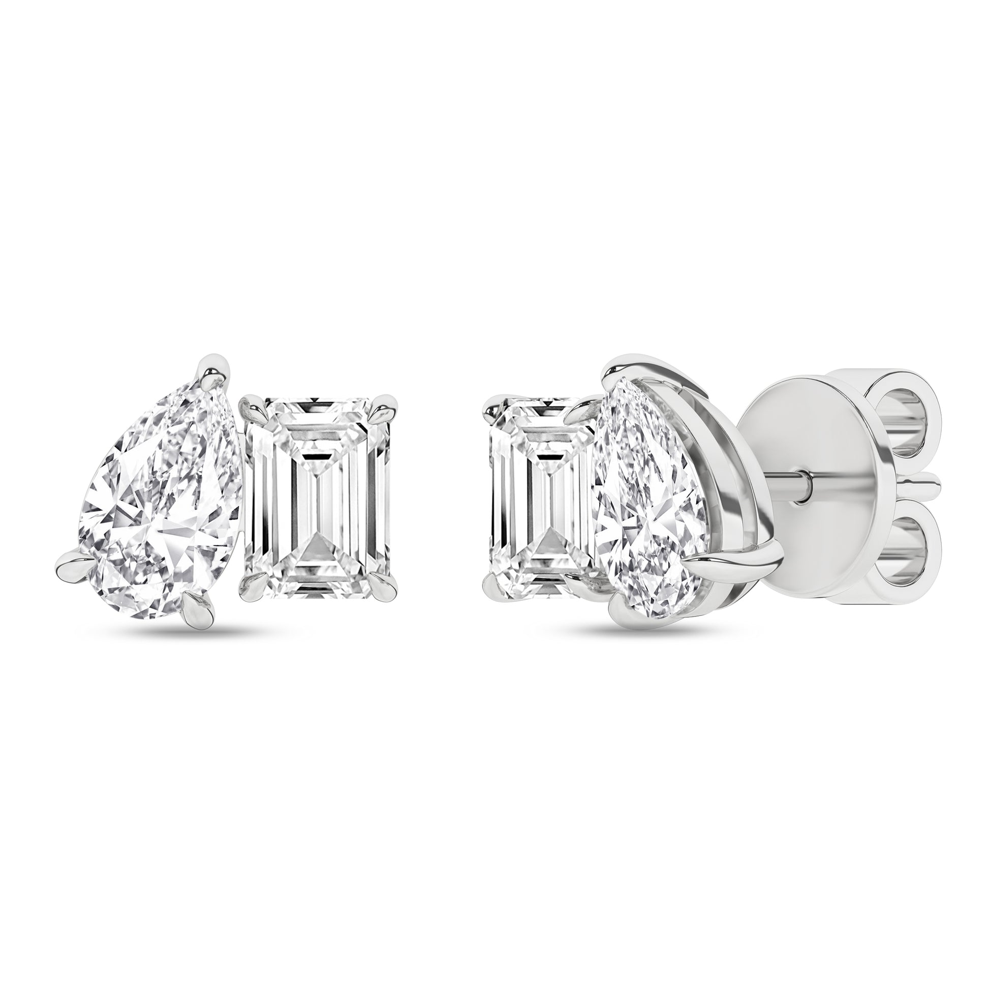 Toi Et Moi Stud Earrings (Emerald & Pear)