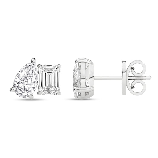 Toi Et Moi Stud Earrings (Emerald & Pear)