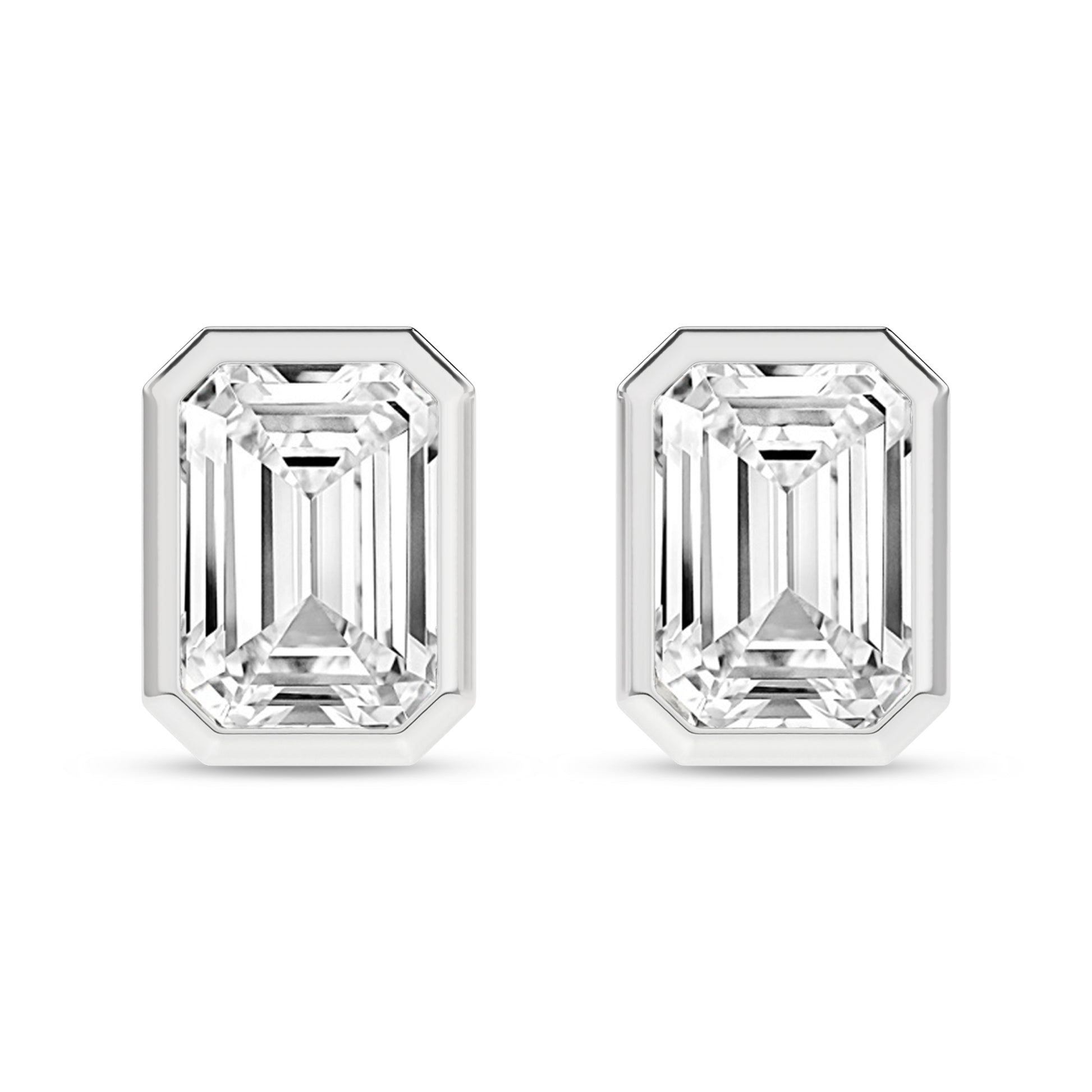 Bezel-Set Solitaire Stud Earrings (Emerald)