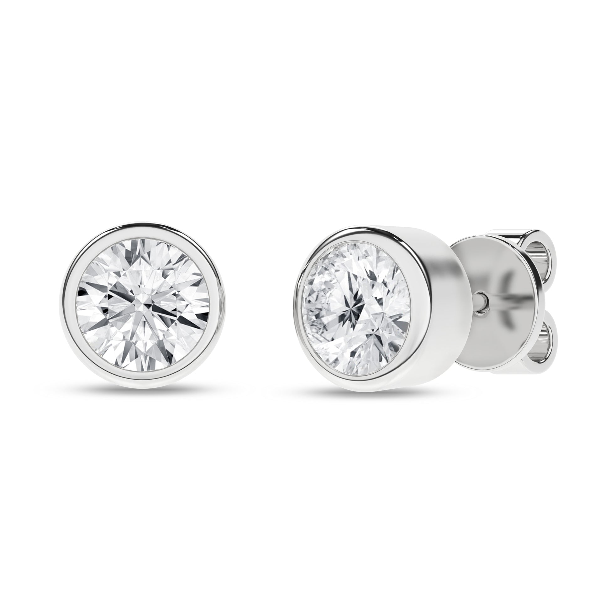 Bezel-Set Solitaire Stud Earrings (Round)