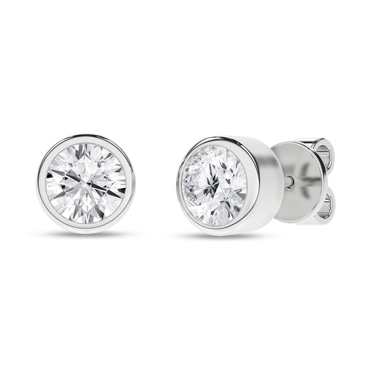 Bezel-Set Solitaire Stud Earrings (Round)