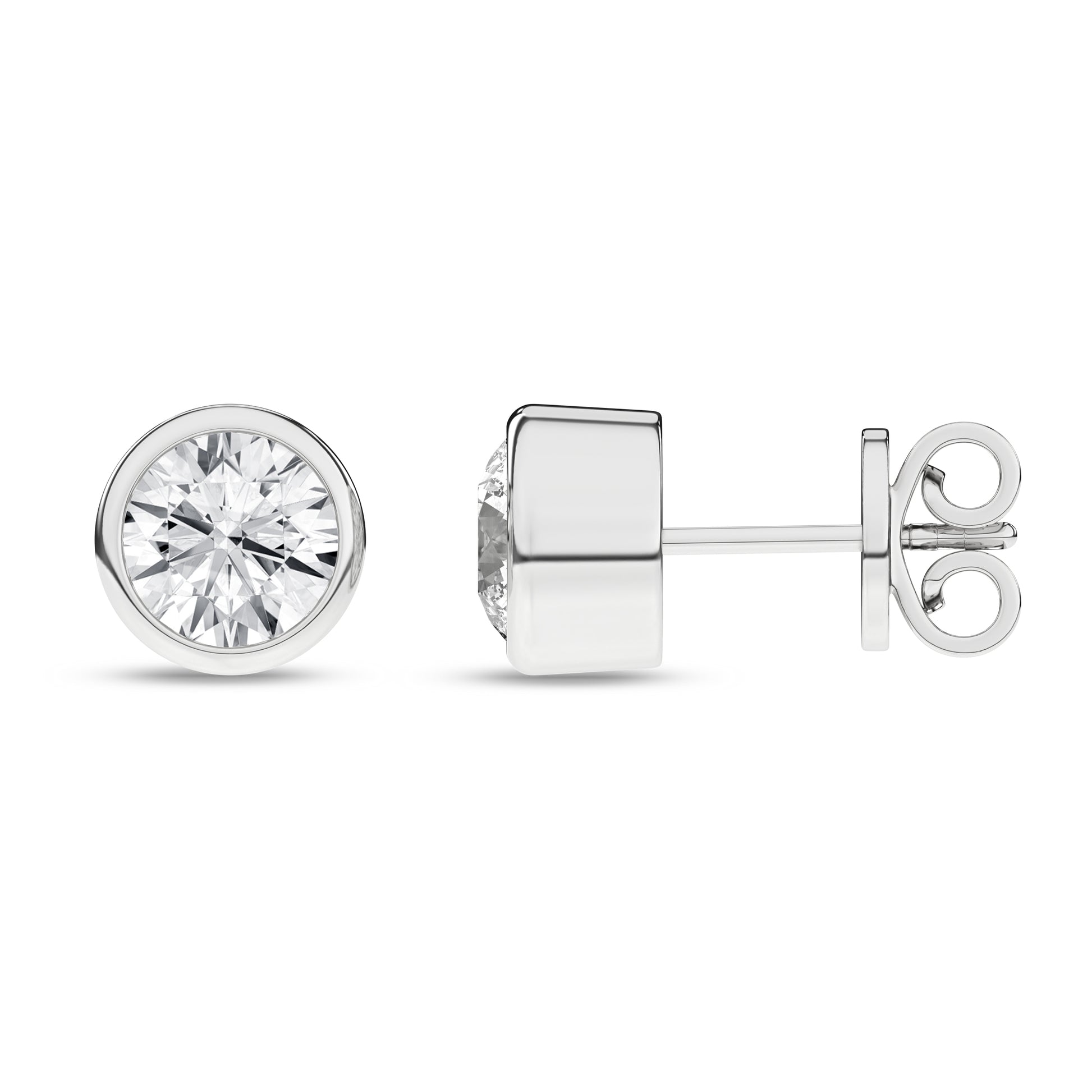 Bezel-Set Solitaire Stud Earrings (Round)