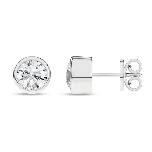 Bezel-Set Solitaire Stud Earrings (Round)