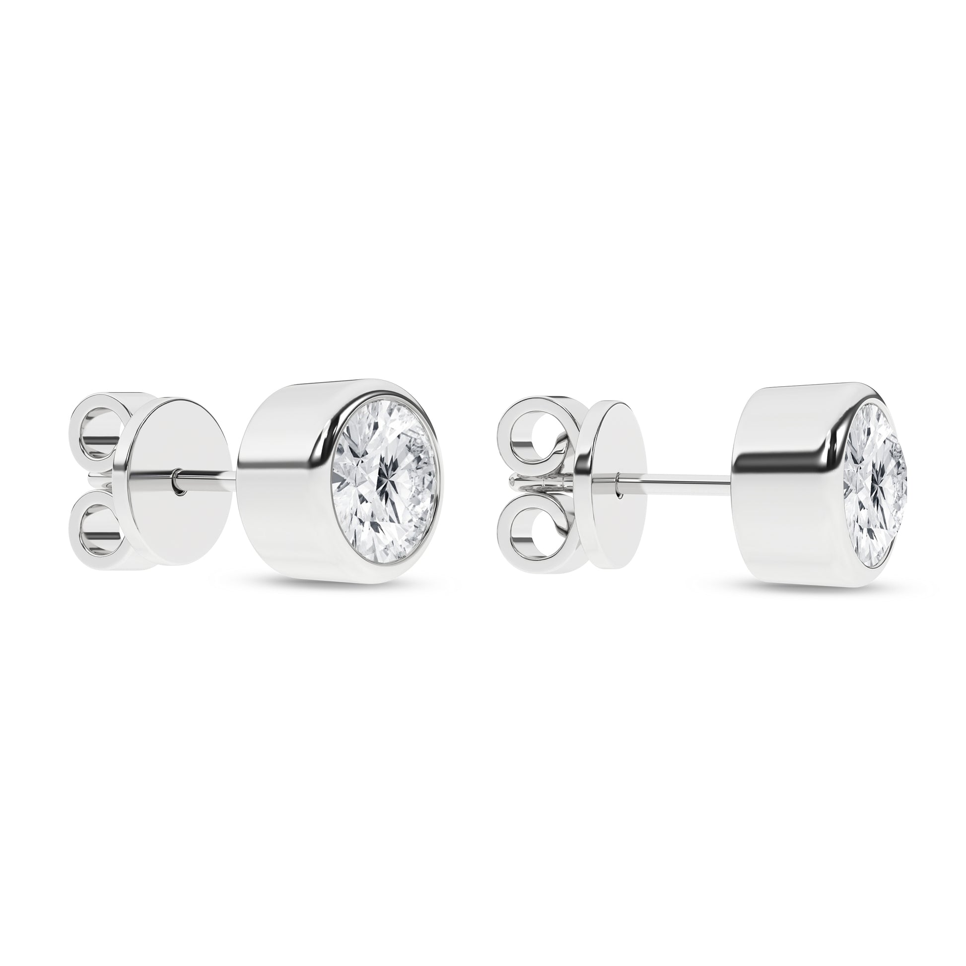 Bezel-Set Solitaire Stud Earrings (Round)