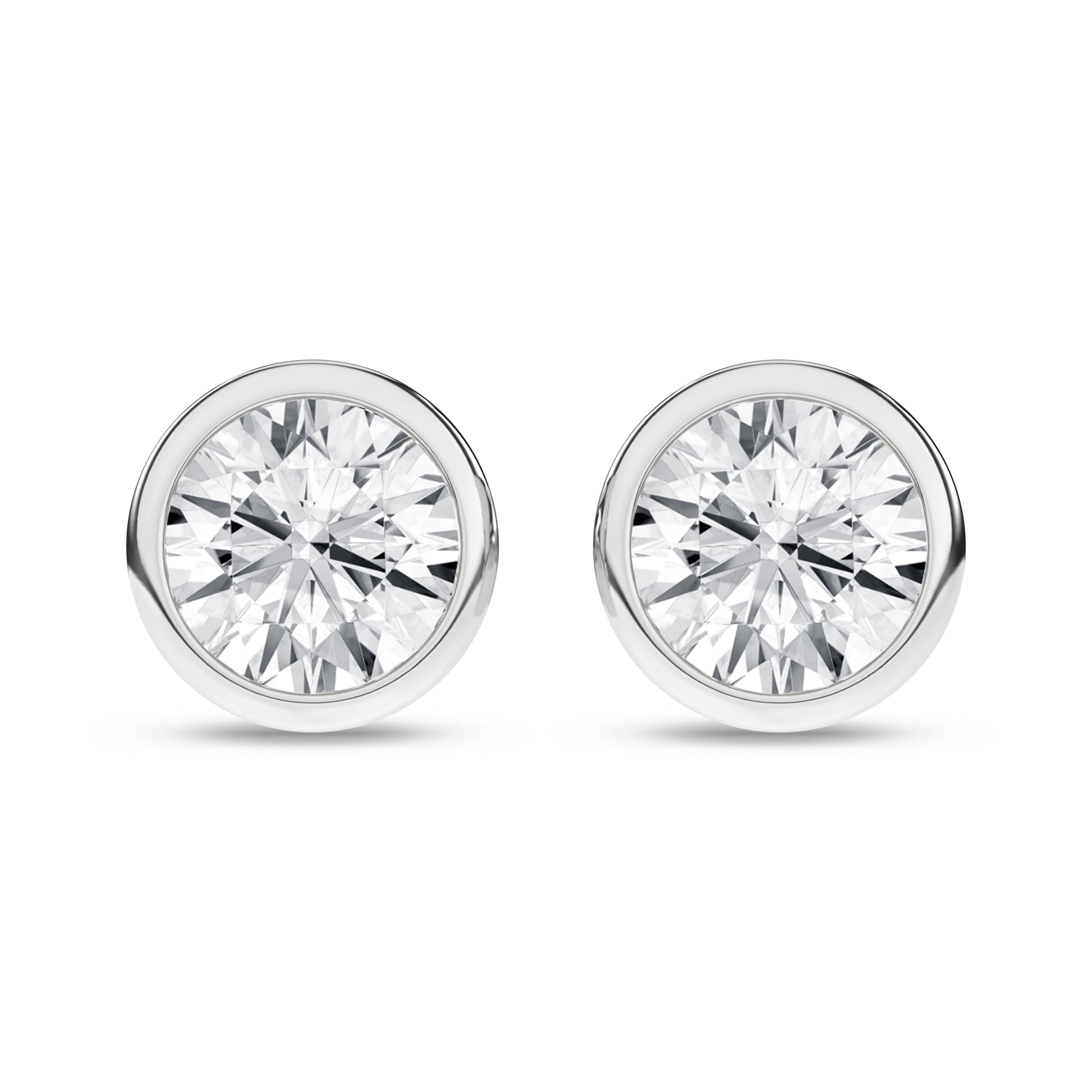 Bezel-Set Solitaire Stud Earrings (Round)