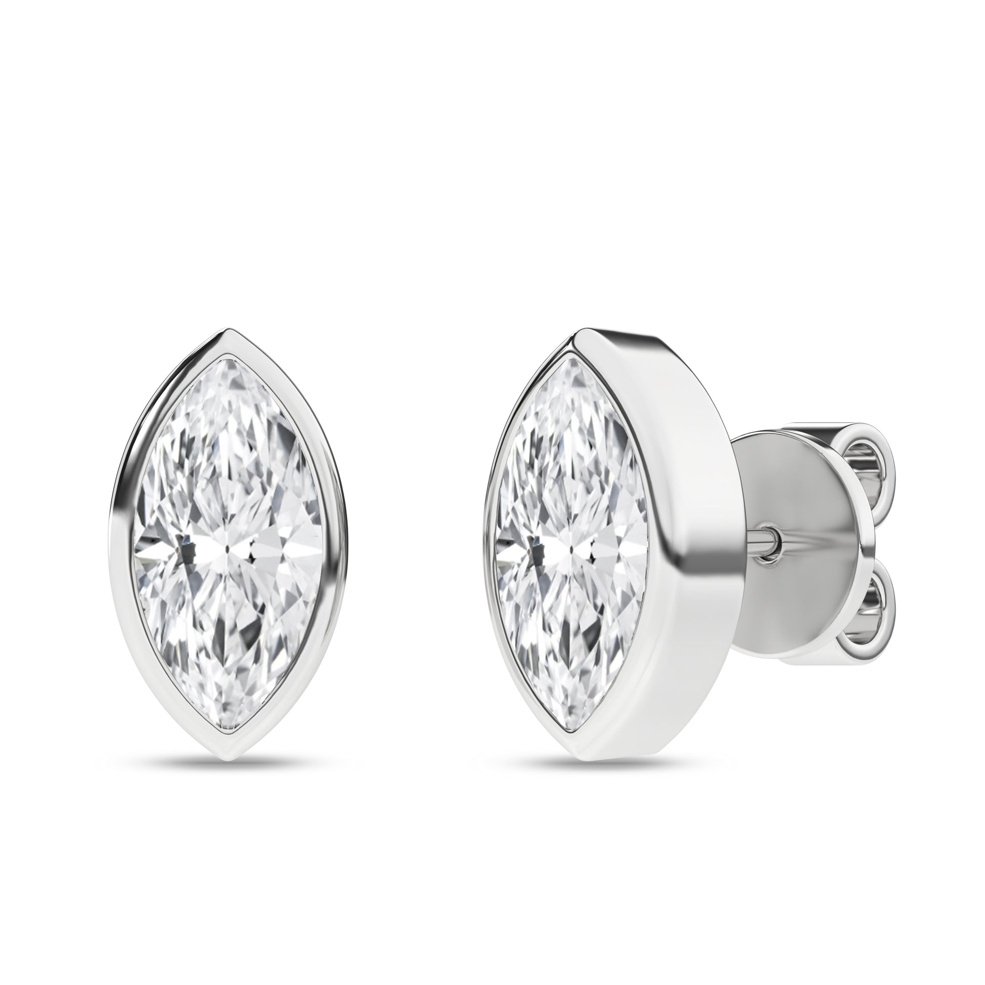 Bezel-Set Solitaire Stud Earrings (Marquise)