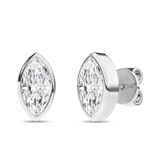 Bezel-Set Solitaire Stud Earrings (Marquise)