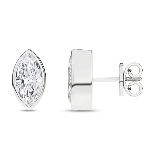 Bezel-Set Solitaire Stud Earrings (Marquise)