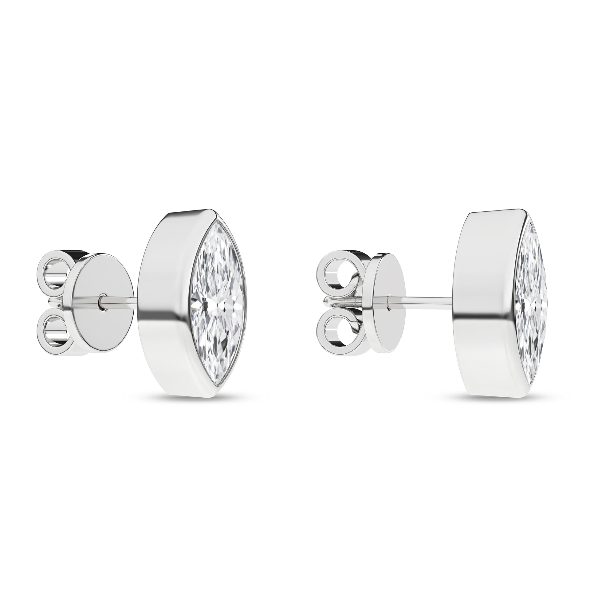 Bezel-Set Solitaire Stud Earrings (Marquise)