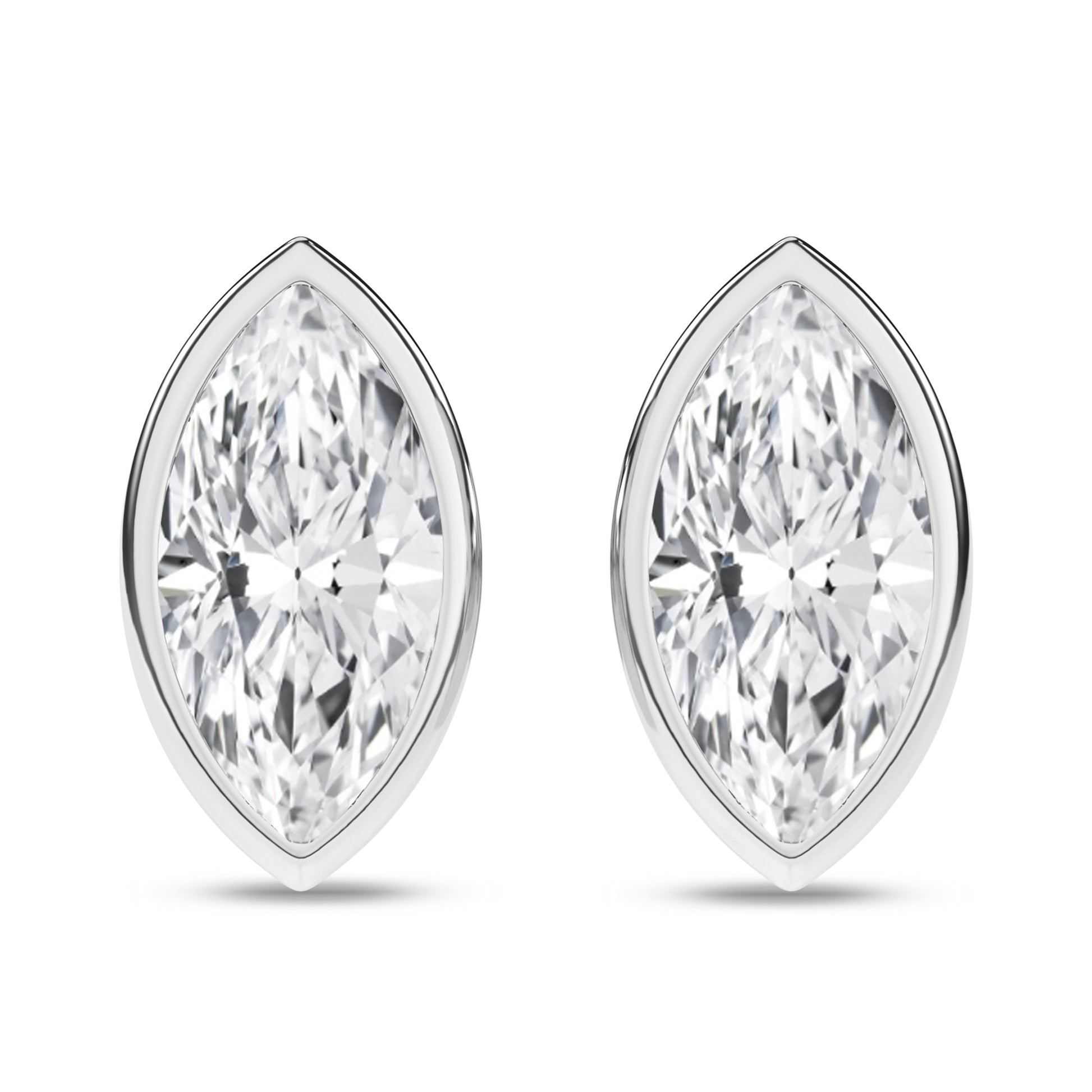 Bezel-Set Solitaire Stud Earrings (Marquise)