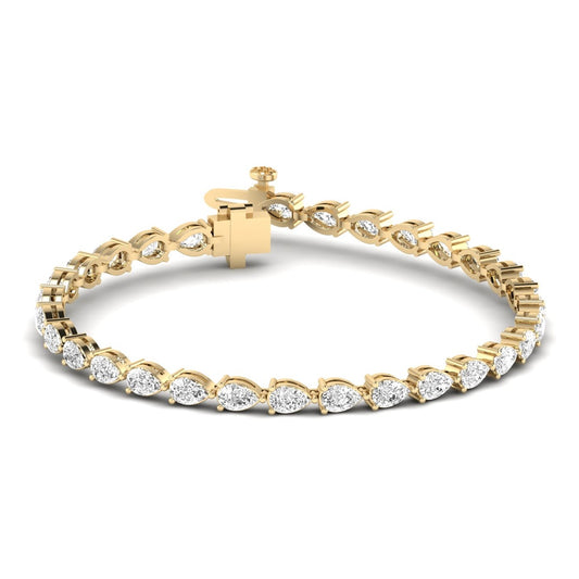 14K Gold East West Pear Tennis Bracelet