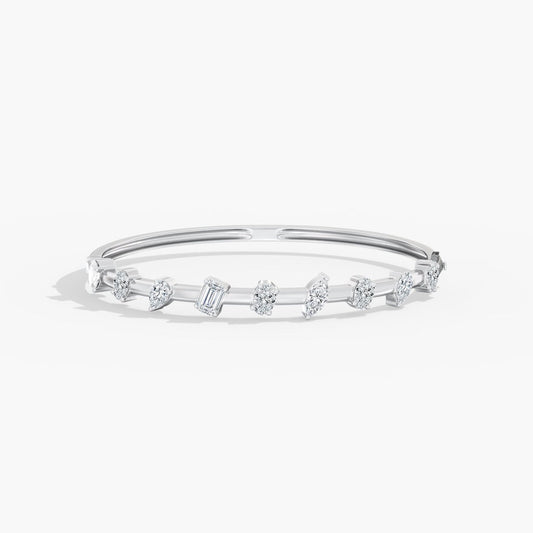 14K Gold Spaced Multi Shape Bangle Bracelet