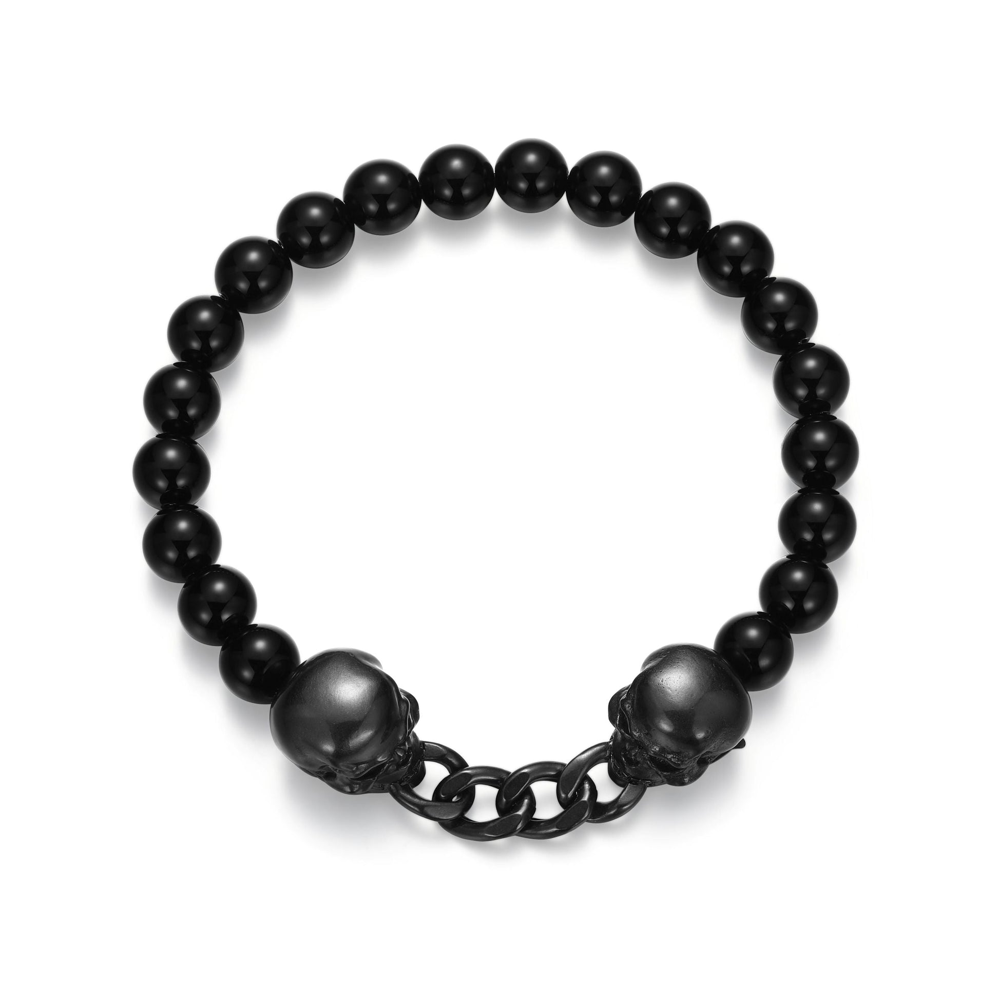 ub0100-dark-reign-skull-rondelle-cuban-chain-black-agate-beaded-bracelet-in-gunmetal-plated-sterling-silver