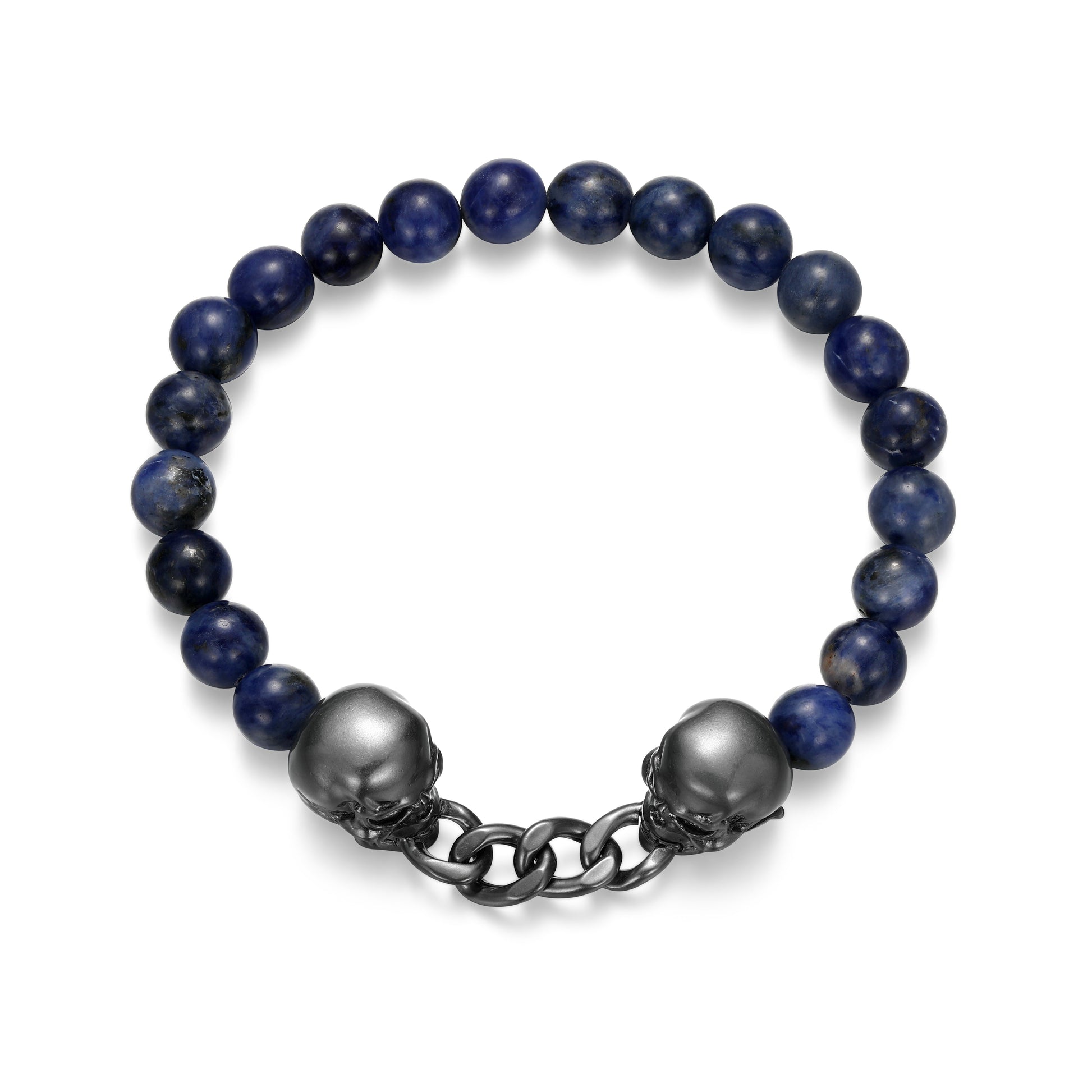 ub0102-dark-reign-skull-rondelle-cuban-chain-sodalite-beaded-bracelet-in-gunmetal-plated-sterling-silver