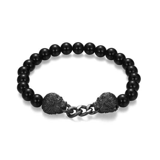 ub0103-dark-reign-lion-cuban-chain-black-agate-beaded-bracelet-in-gunmetal-plated-sterling-silver
