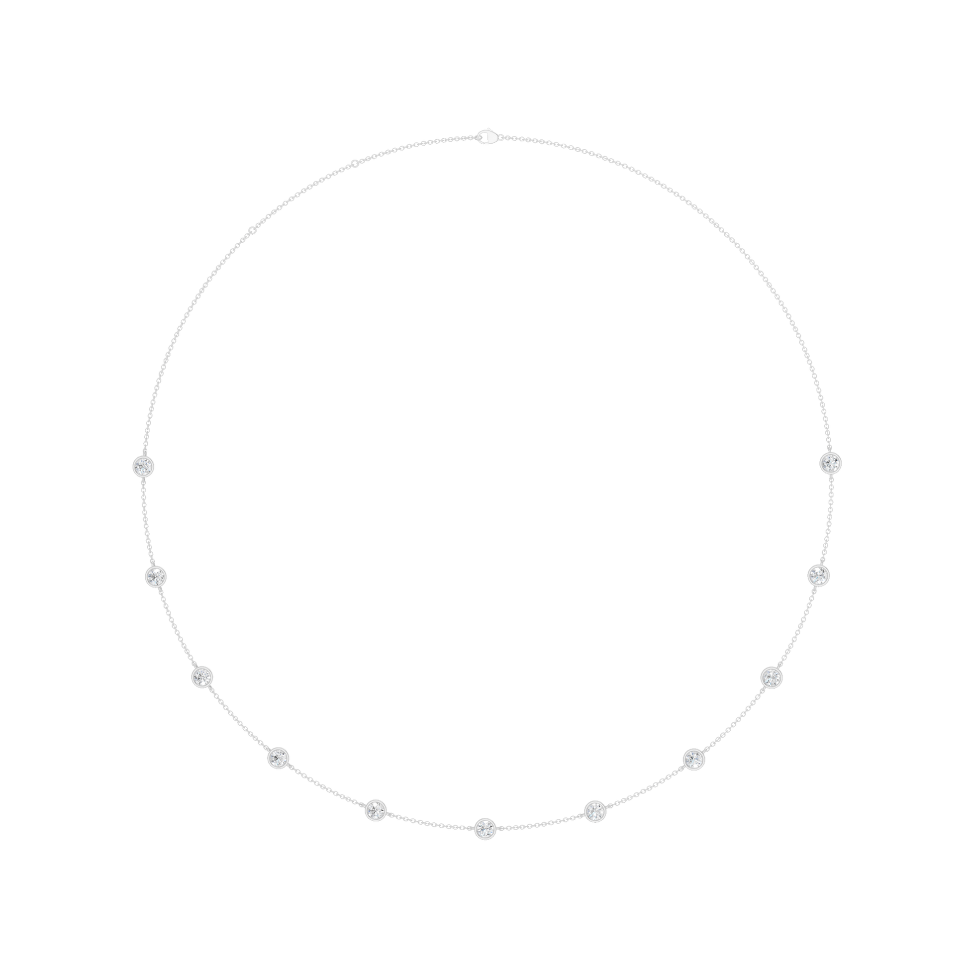 Station Bezel-Set Necklace(Round)