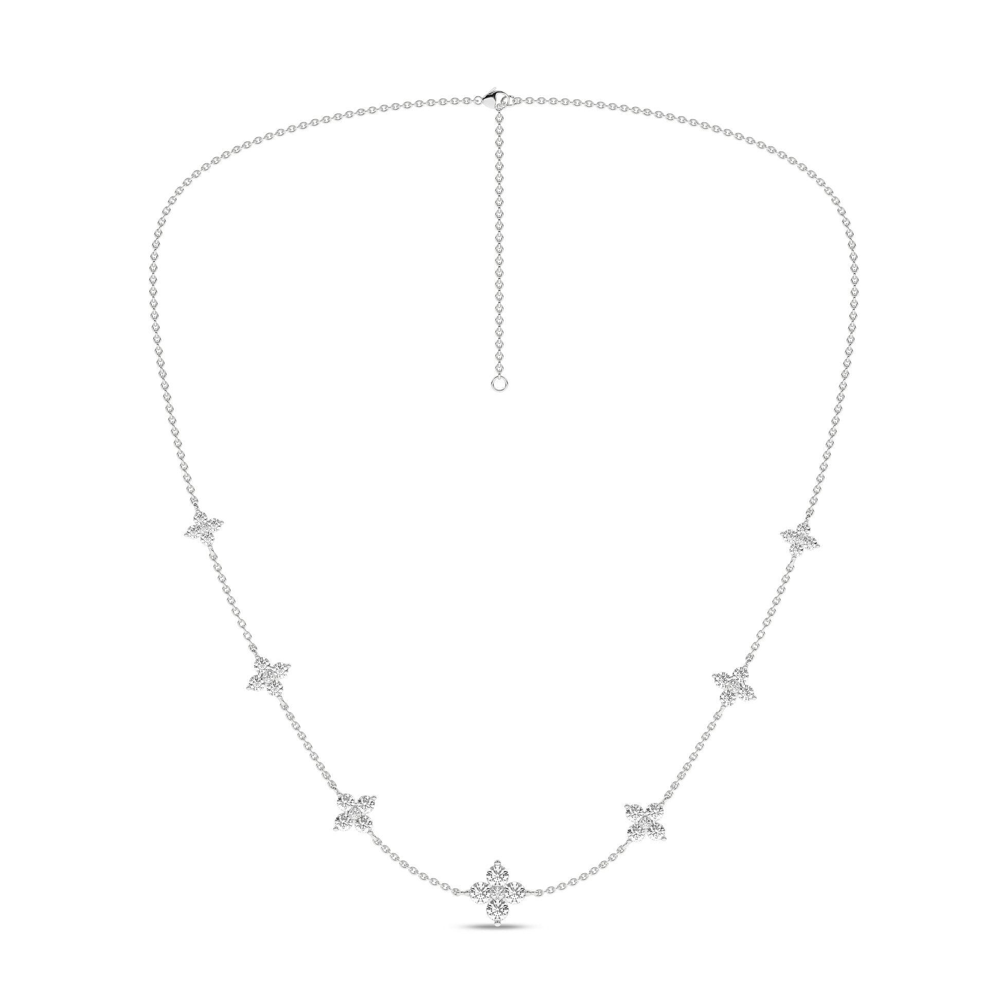 Flower Petals Stud Station Necklace (Round)